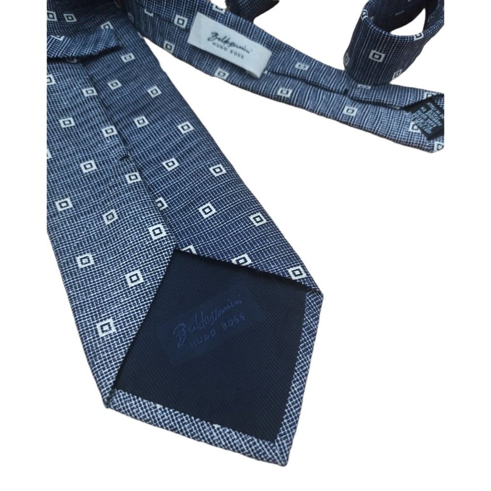 BALDESSARINI HUGO BOSS Gray Geometric Silk Tie ITALY 61"/ 3.7" EC - Picture 7 of 10